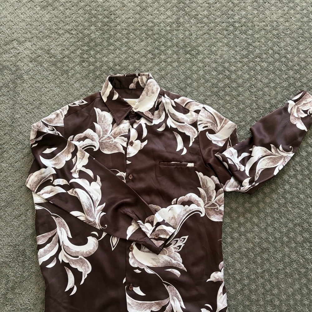 Tori Richard Brown and Cream Floral Dress Shirt